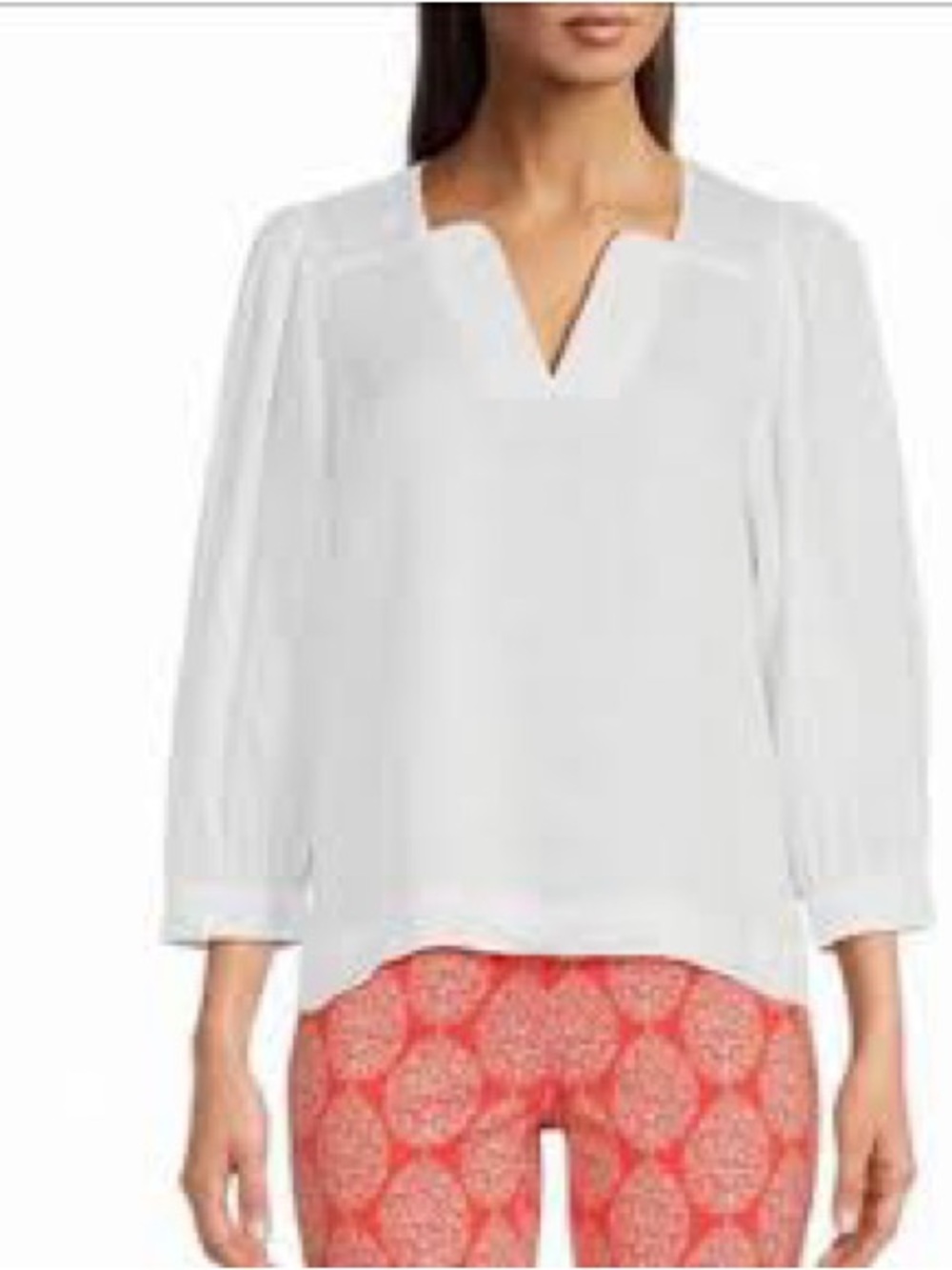 J.Mclaughlin White Georgette Blouse size Large L EUC